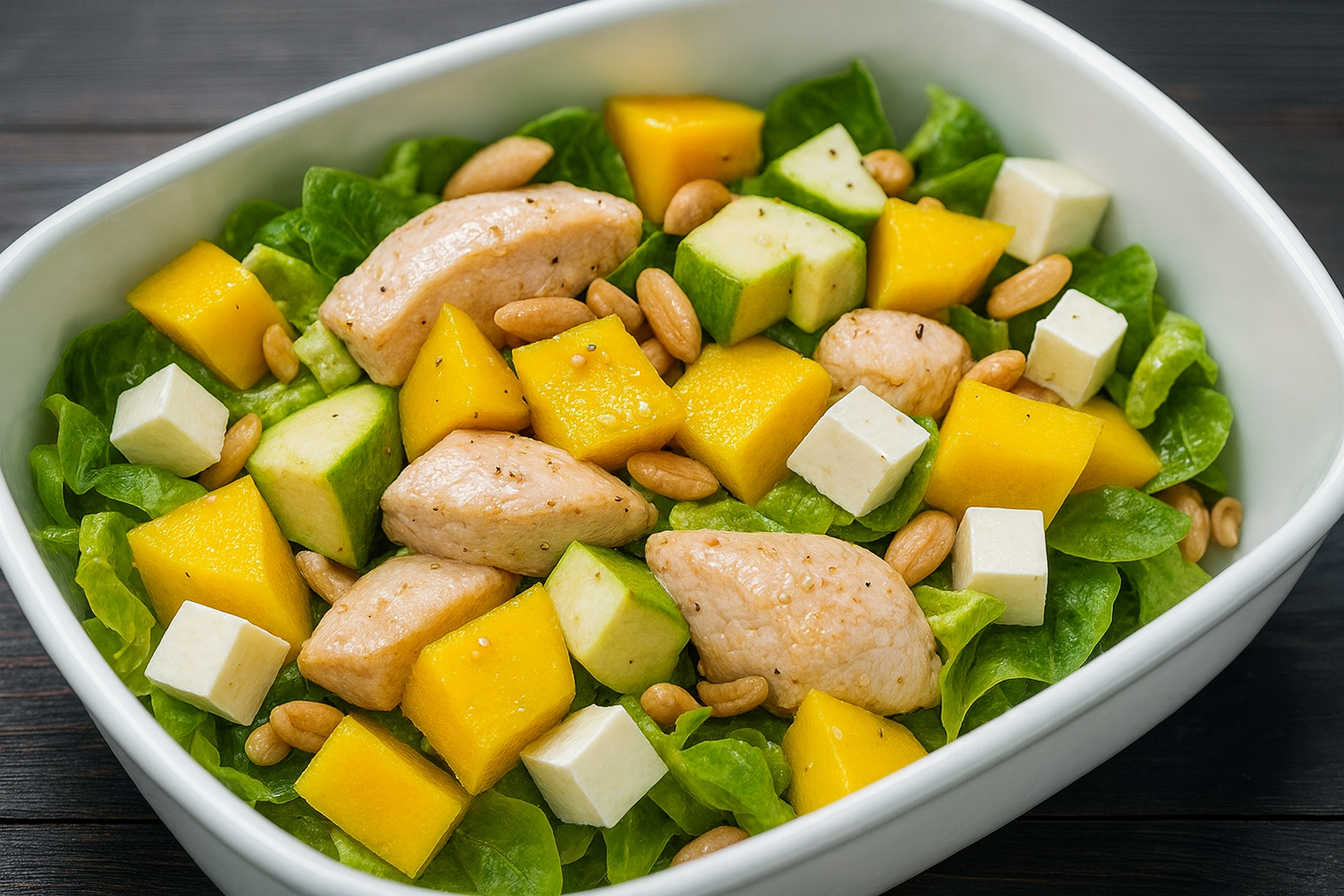 Salada Tropical com Manga e Frango Grelhado