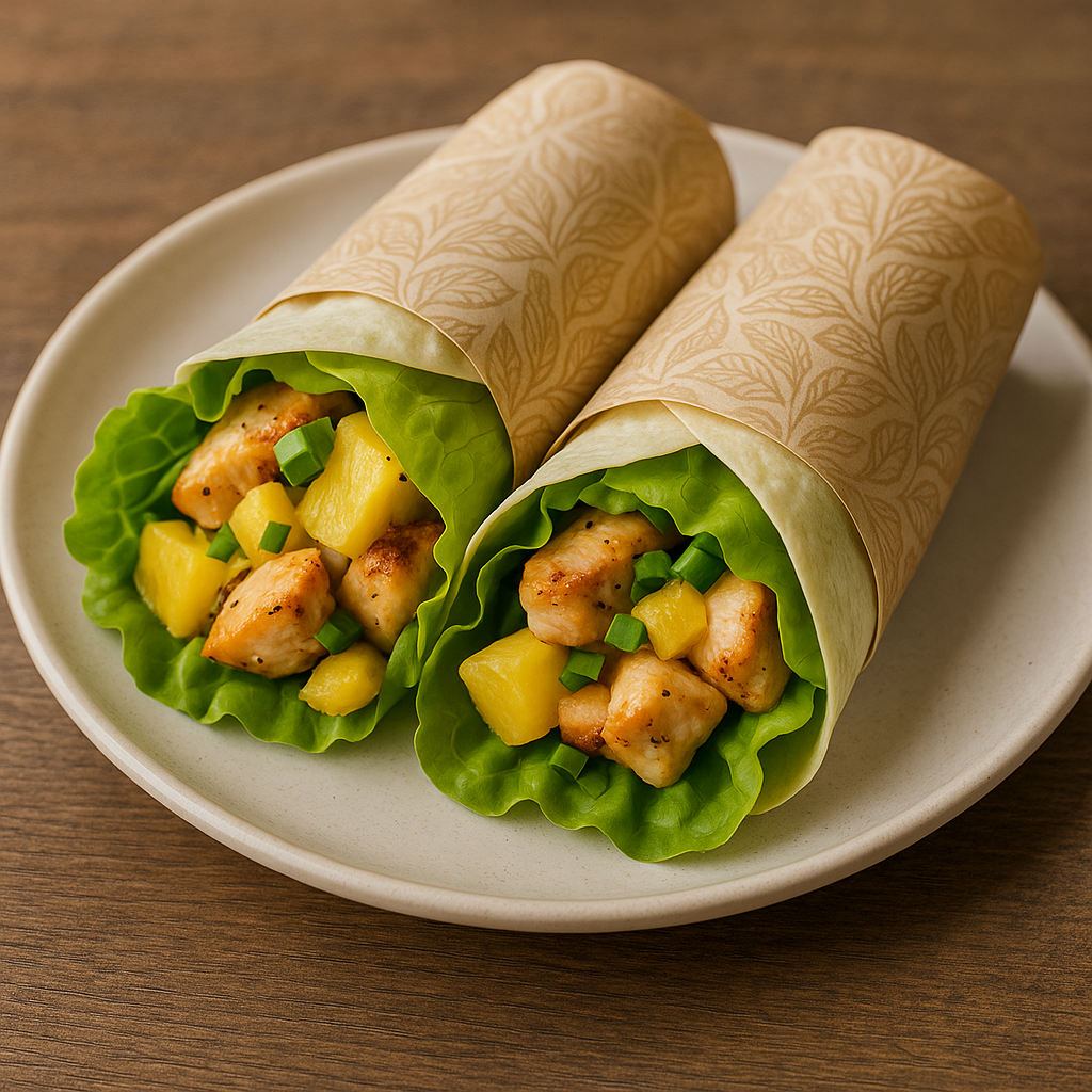 Wrap de Alface com Frango e Abacaxi