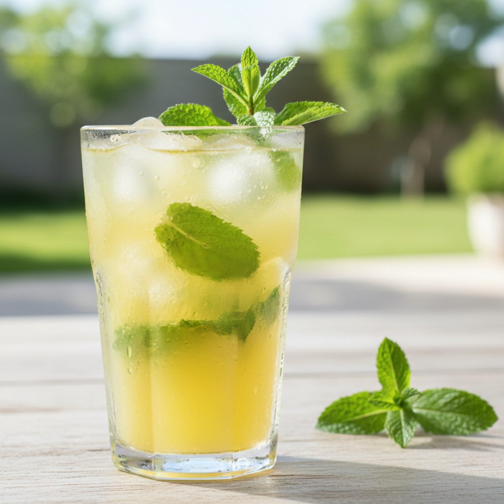 Suco de abacaxi com hortelã